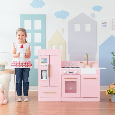 Teamson Kids Little Chef Charlotte Play Kitchen & Refrigerator Set, Pink