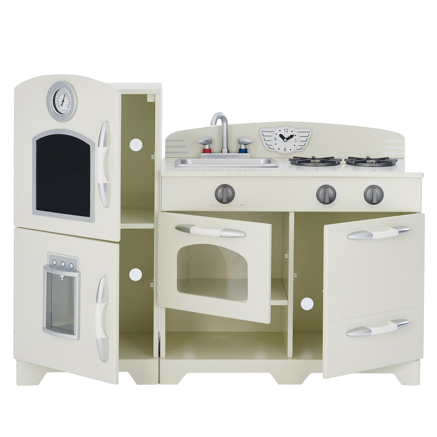 Teamson Kids Little Chef Fairfield Retro Kids Kitchen Playset with Refrigerator, Ivory