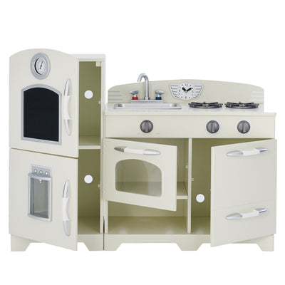 Teamson Kids Little Chef Fairfield Retro Kids Kitchen Playset with Refrigerator, Ivory