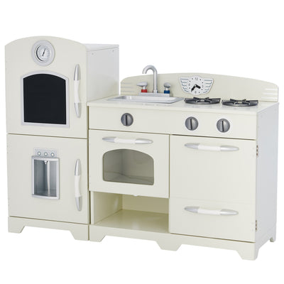 Teamson Kids Little Chef Fairfield Retro Kids Kitchen Playset with Refrigerator, Ivory