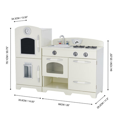 Teamson Kids Little Chef Fairfield Retro Kids Kitchen Playset with Refrigerator, Ivory