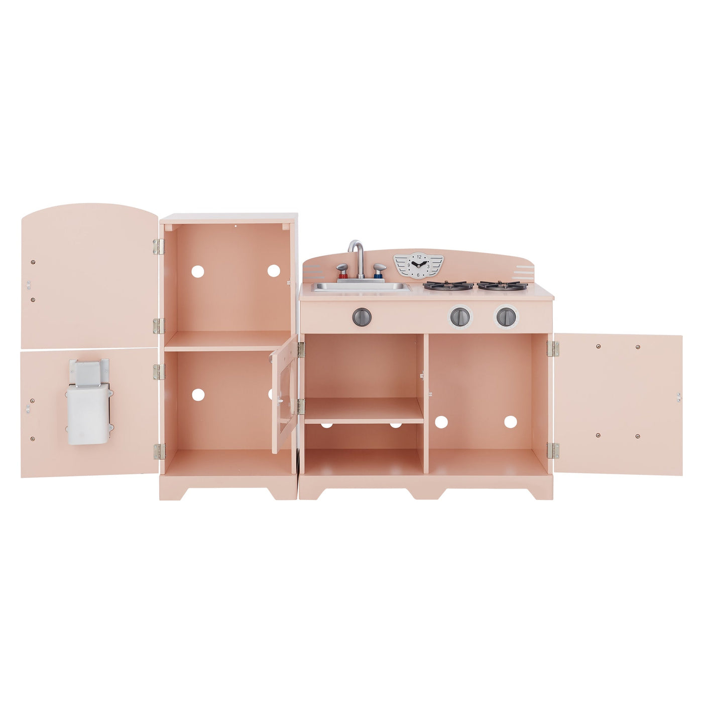 Teamson Kids Little Chef Fairfield Retro Kids Kitchen Playset with Refrigerator, Pink