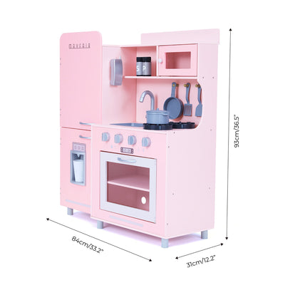 Teamson Kids Little Chef Mayfair Retro Play Kitchen with Accessories, Pink