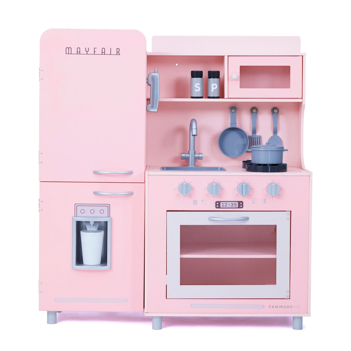 Teamson Kids Little Chef Mayfair Retro Play Kitchen with Accessories, Pink