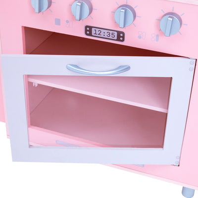 Teamson Kids Little Chef Mayfair Retro Play Kitchen with Accessories, Pink