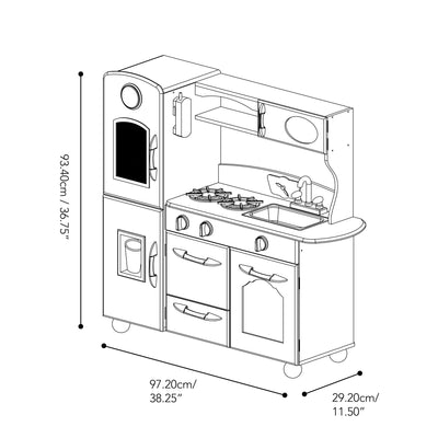 Teamson Kids Little Chef Retro Kids Kitchen Playset, Ivory