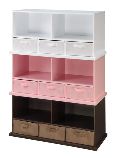 Stackable Shelf Storage Cubby with Three Baskets