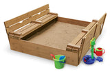 Covered Convertible Cedar Sandbox with Two Bench Seats