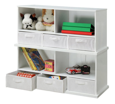 Stackable Shelf Storage Cubby with Three Baskets – Durable and space-saving organizer for toys, books, and essentials, perfect for kids' rooms and play areas – MonkeyBunks.com.