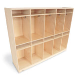 Whitney Brothers 10 Section Coat Locker Storage unit for preschool and daycare, featuring cubbies and hooks for organized classroom storage