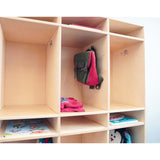 Whitney Brothers 10 Section Coat Locker Storage unit for preschool and daycare, featuring cubbies and hooks for organized classroom storage