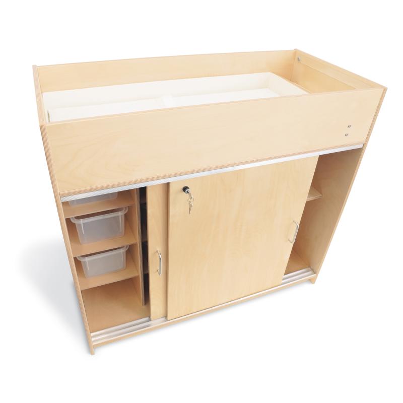 EZ Clean Birch Changing Cabinet With Trays