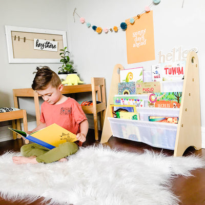 Modern Sling Bookshelf - Gray w/ White