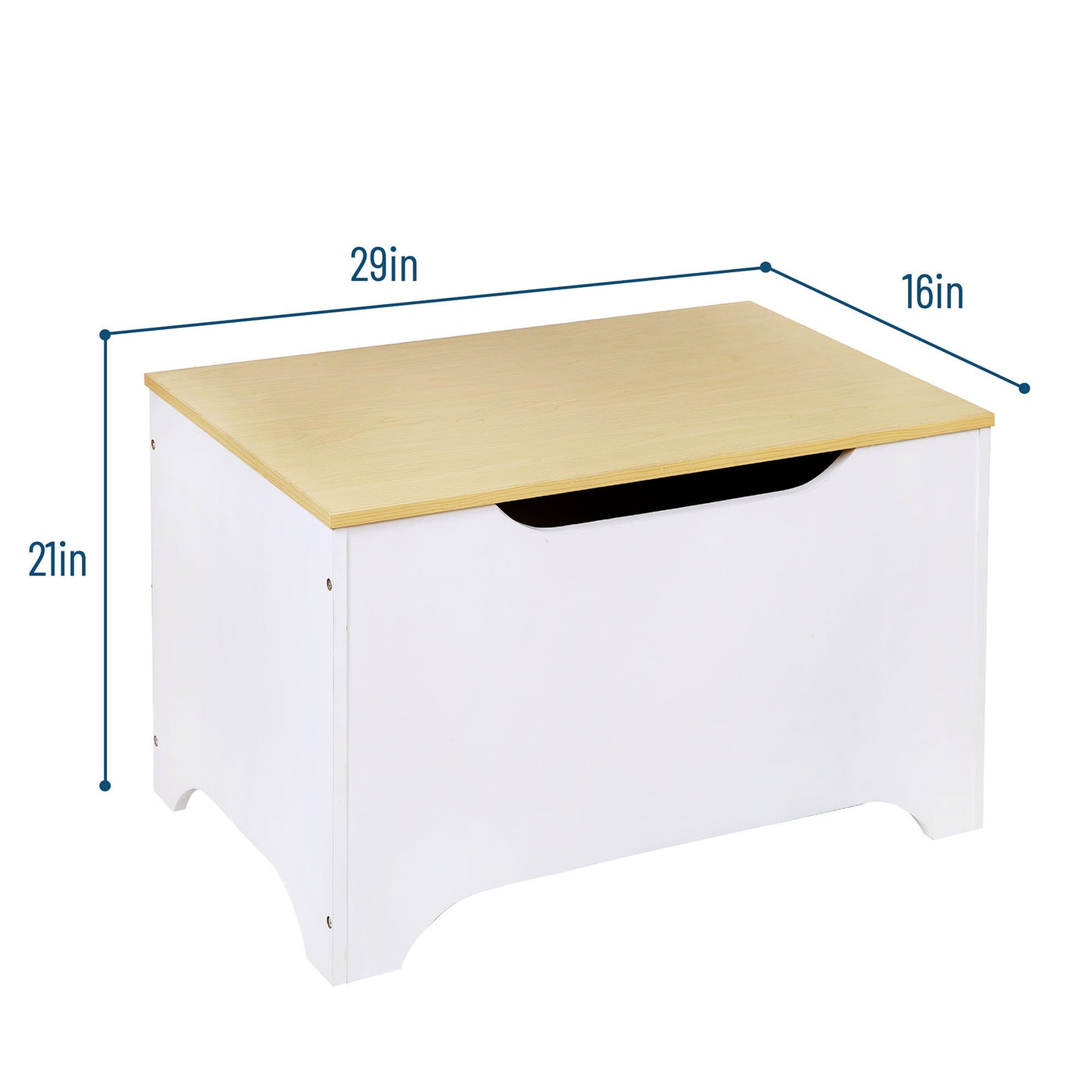 Modern Toy Box - White w/ Natural