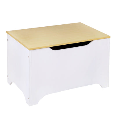 Modern Toy Box - White w/ Natural