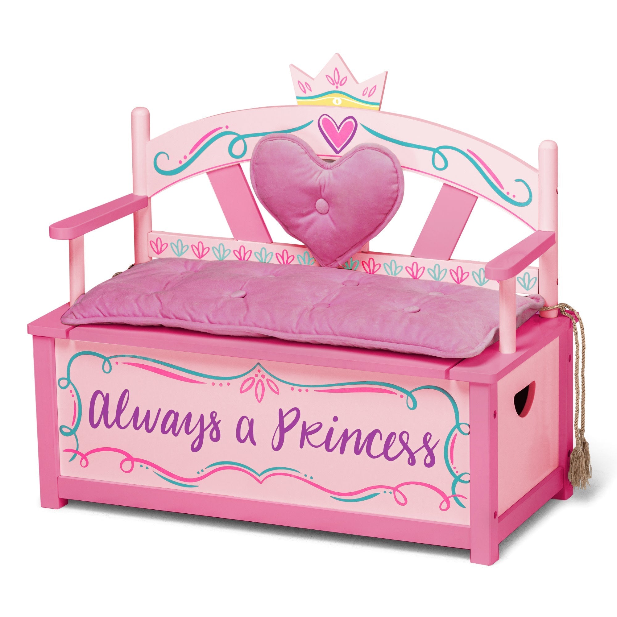 Princess Bench Seat w/ Storage - Pink โ Monkey Bunks