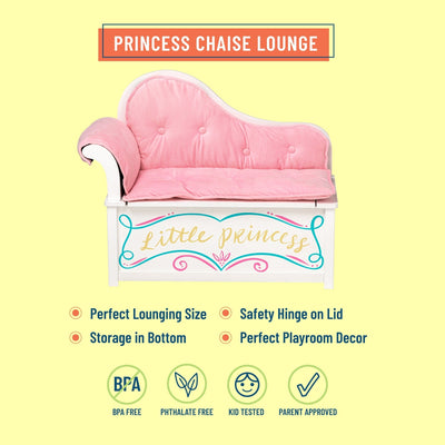 Princess Chaise Lounge w/ Storage - White