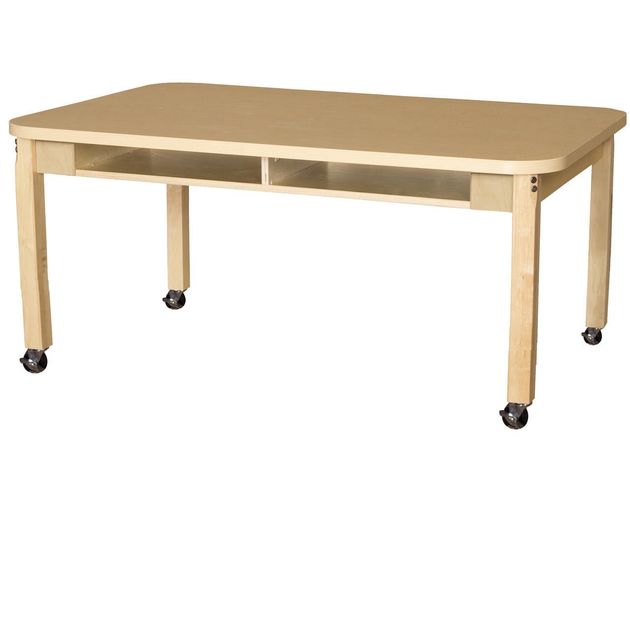 Four Seater High Pressure Laminate Desk with Hardwood Legs- 14" 48 x 36