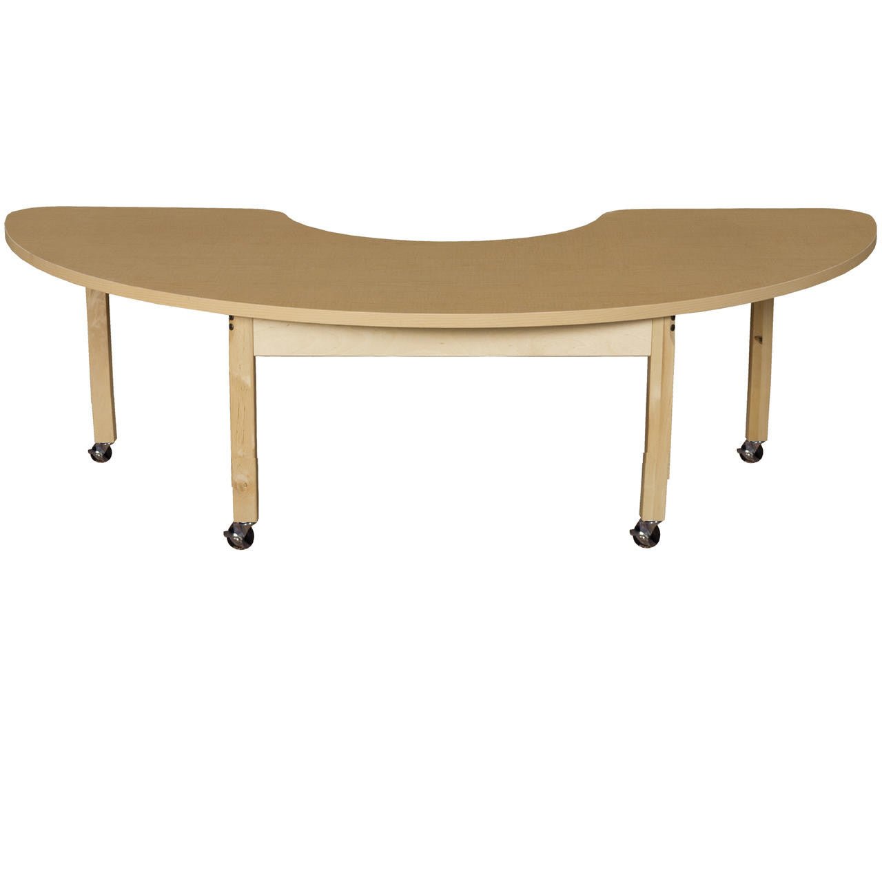 Half Circle High Pressure Laminate Table with Locking Caster- 76 x 24