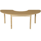 Half Circle High Pressure Laminate Table with Hardwood Legs- 26" 64 x 72