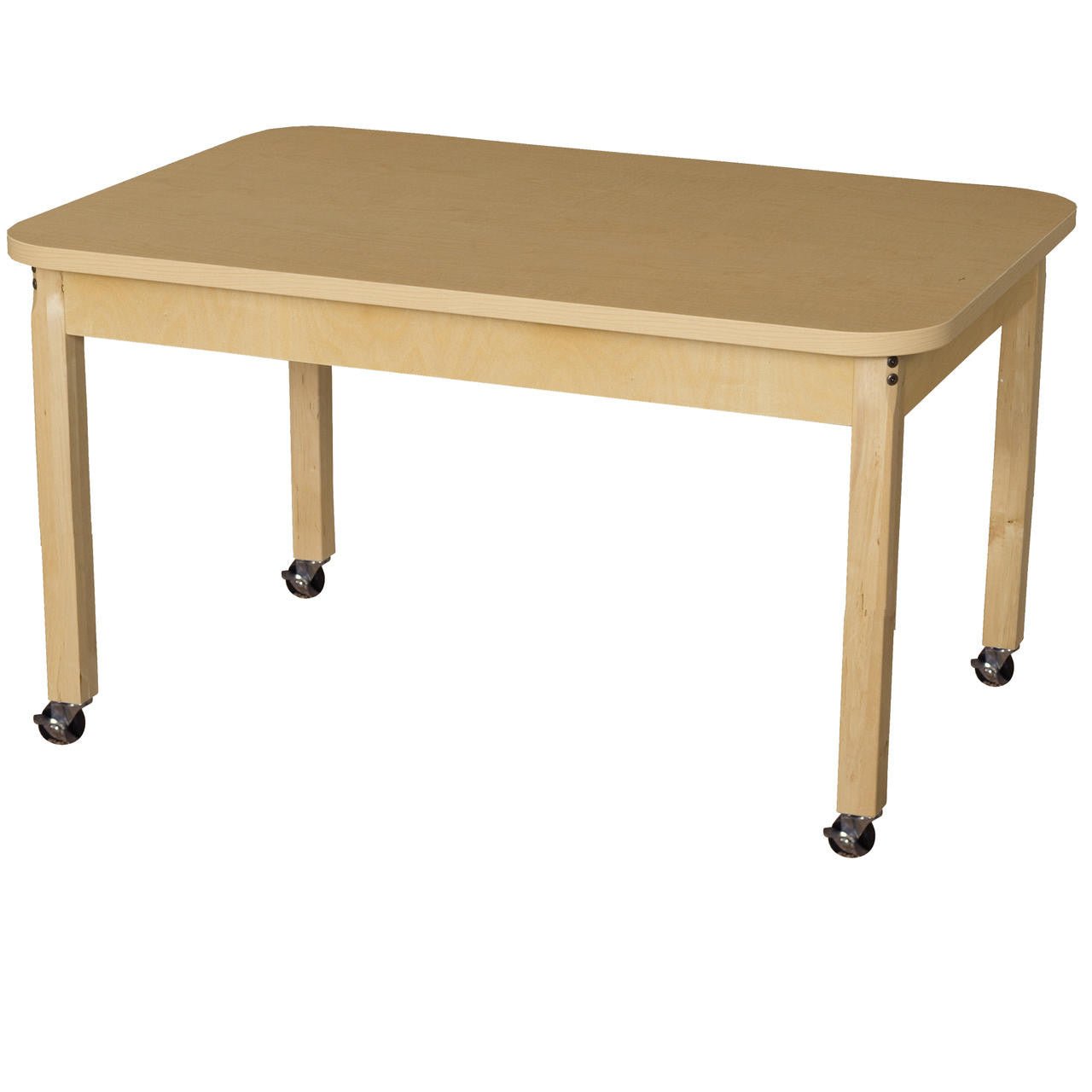 Mobile 30" x 44" Rectangle High Pressure Laminate Table with Hardwood Legs-14"