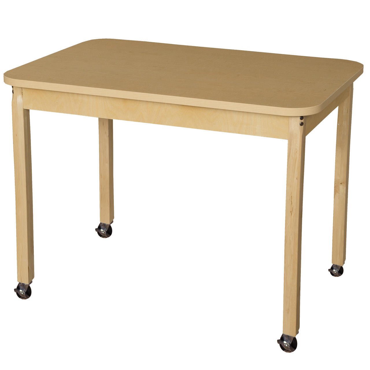 Mobile 30" x 44" Rectangle High Pressure Laminate Table with Hardwood Legs-29"