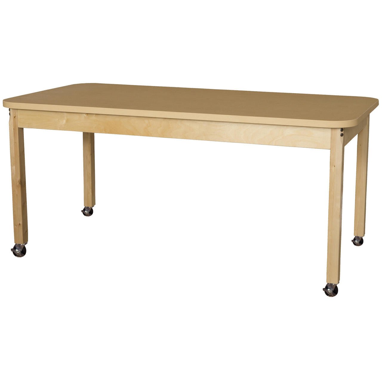 Mobile 30" x 60" Rectangle High Pressure Laminate Table with Hardwood Legs- 24"