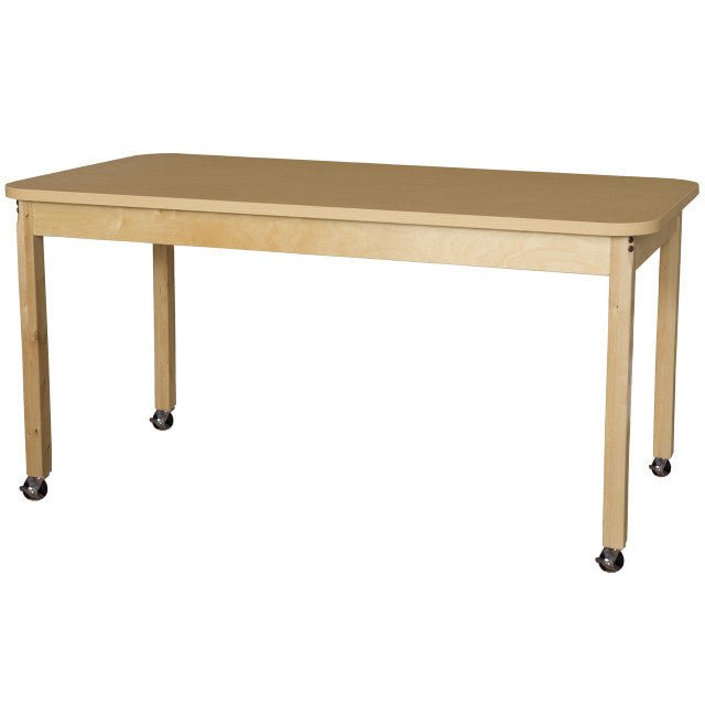 Mobile 30" x 60" Rectangle High Pressure Laminate Table with Hardwood Legs-26"