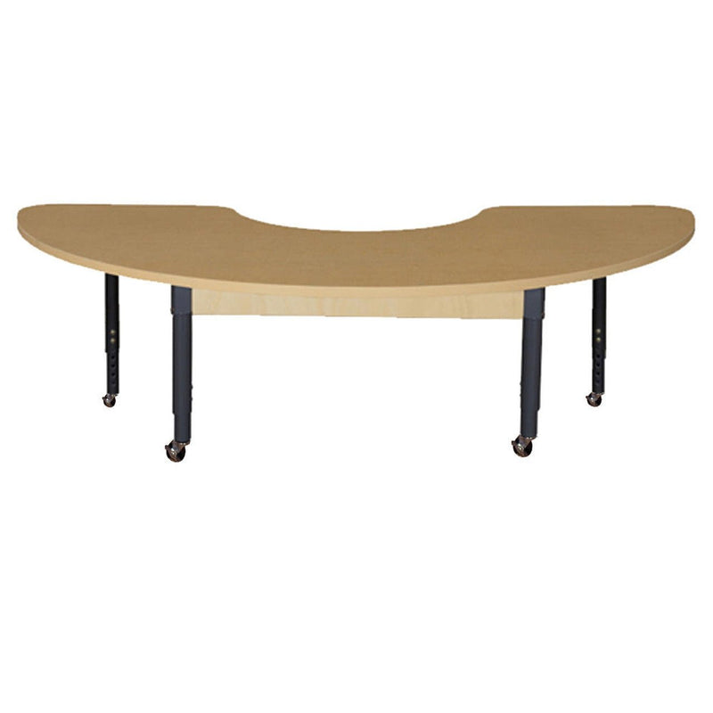 Mobile Half Circle High Pressure Laminate Table with Adjustable Legs 14-19"
