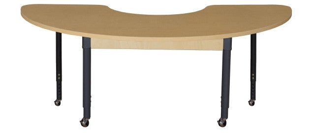 Mobile Half Circle High Pressure Laminate Table with Adjustable Legs 19-30"