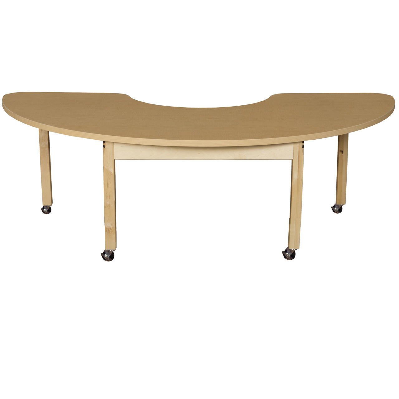 Mobile Half Circle High Pressure Laminate Table with Hardwood Legs 14"