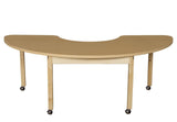 Mobile Half Circle High Pressure Laminate Table with Hardwood Legs- 24"