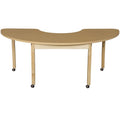Mobile Half Circle High Pressure Laminate Table with Hardwood Legs 26"