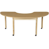 Mobile Half Circle High Pressure Laminate Table with Hardwood Legs 26"