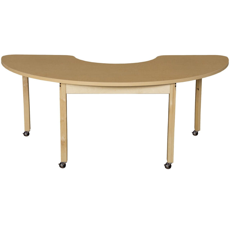 Mobile Half Circle High Pressure Laminate Table with Hardwood Legs 26"