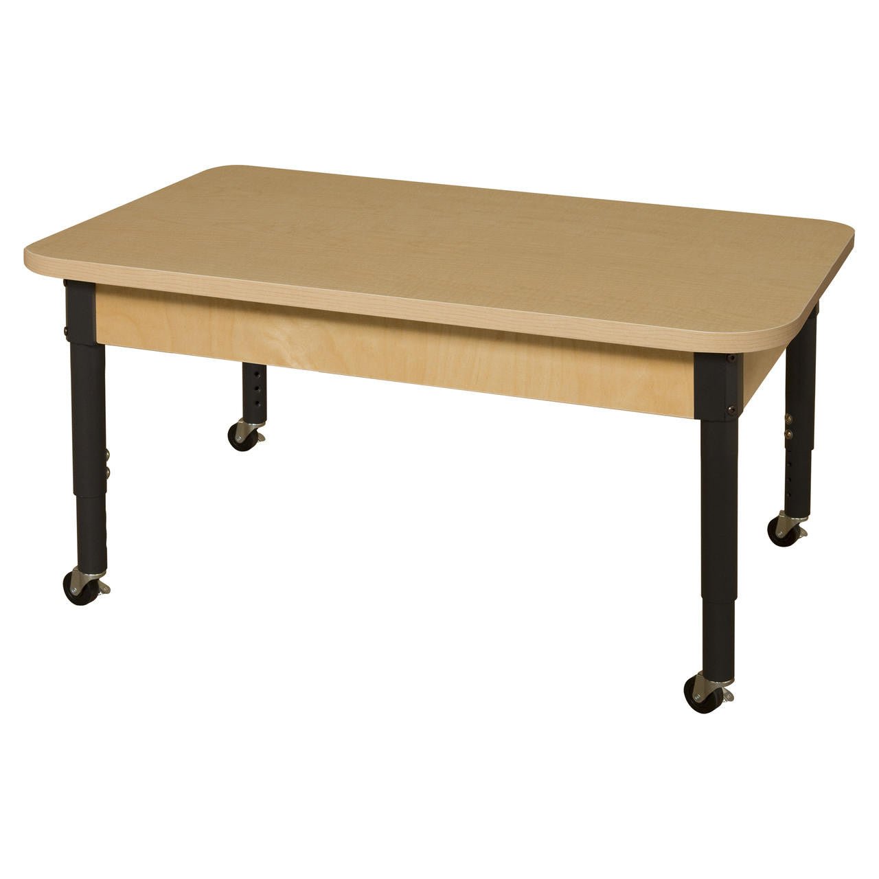 Mobile Rectangle High Pressure Laminate Table with Adjustable Legs 14-19"