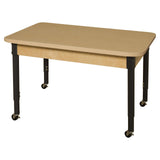 Mobile Rectangle High Pressure Laminate Table with Adjustable Legs 19"-30"