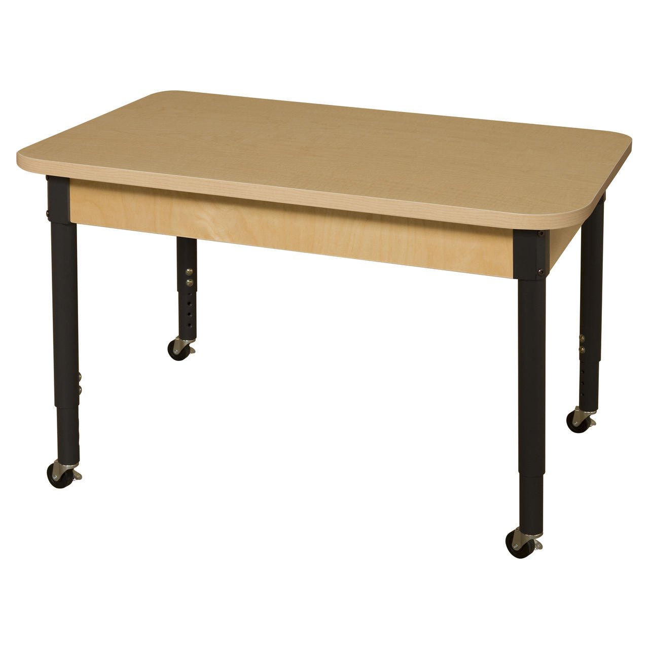 Mobile Rectangle High Pressure Laminate Table with Adjustable Legs 19"-30"