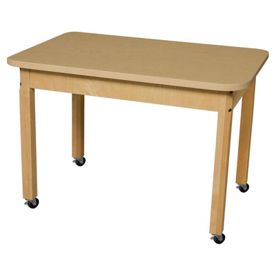 Mobile Rectangle High Pressure Laminate Table with Hardwood Legs- 18"