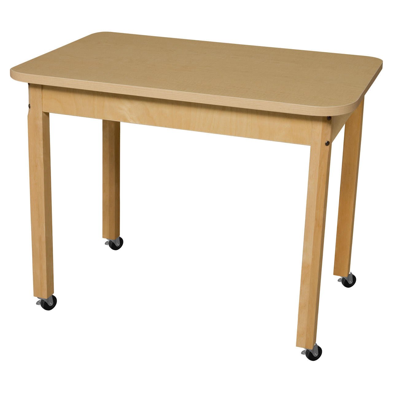 Mobile Rectangle High Pressure Laminate Table with Hardwood Legs- 24"