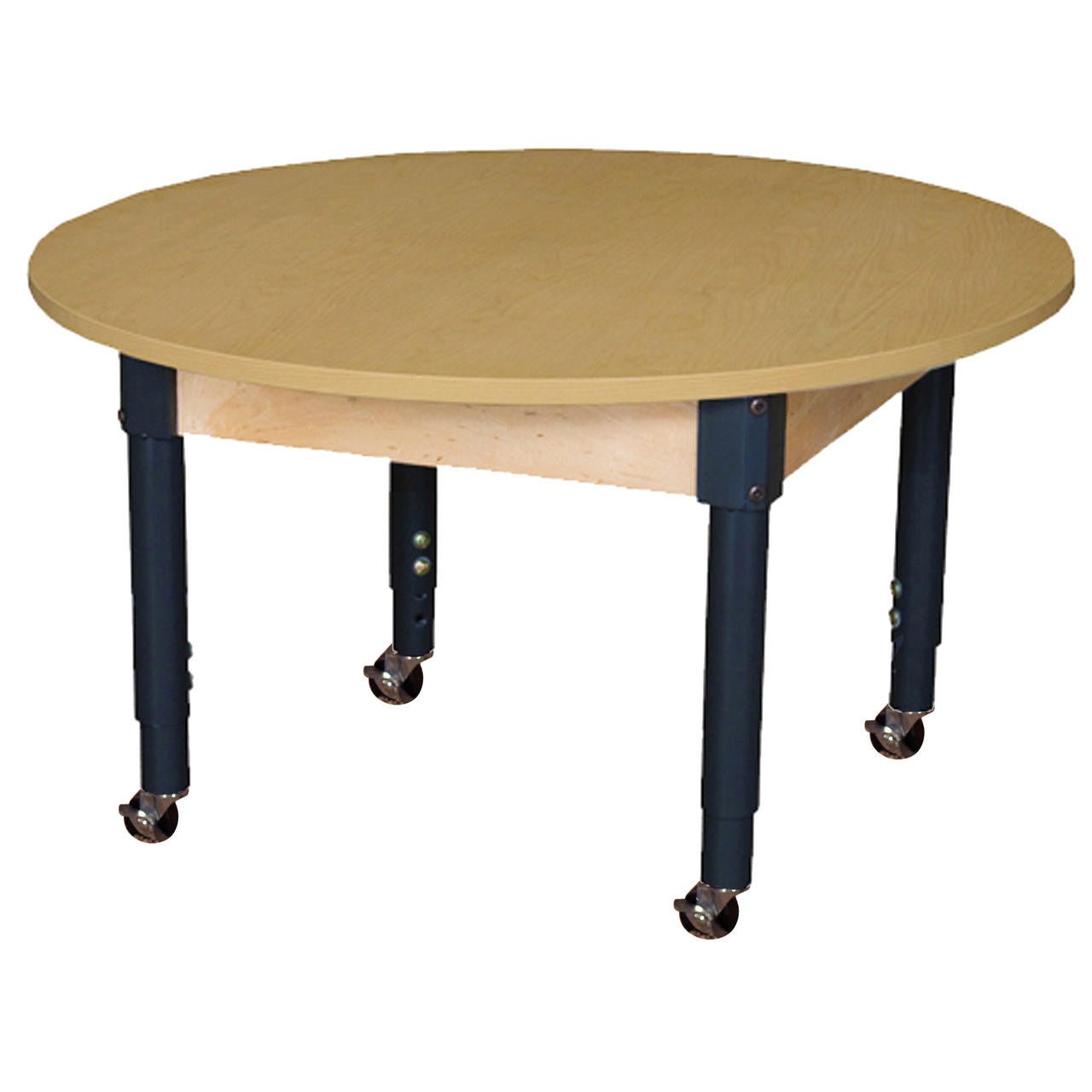 Mobile Round High Pressure Laminate Table with Adjustable Legs 14-19"