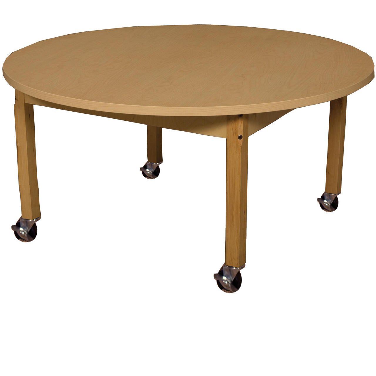 Mobile Round High Pressure Laminate Table with Hardwood Legs- 14"