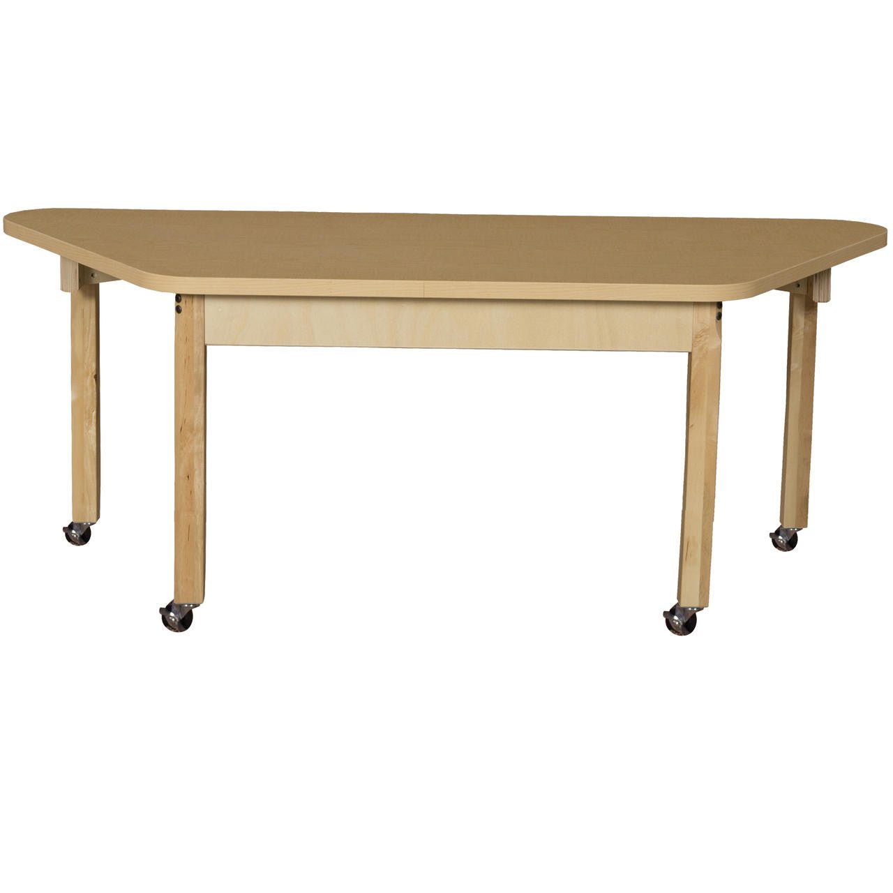 Mobile Trapezoidal High Pressure Laminate Table with Hardwood Legs-20"