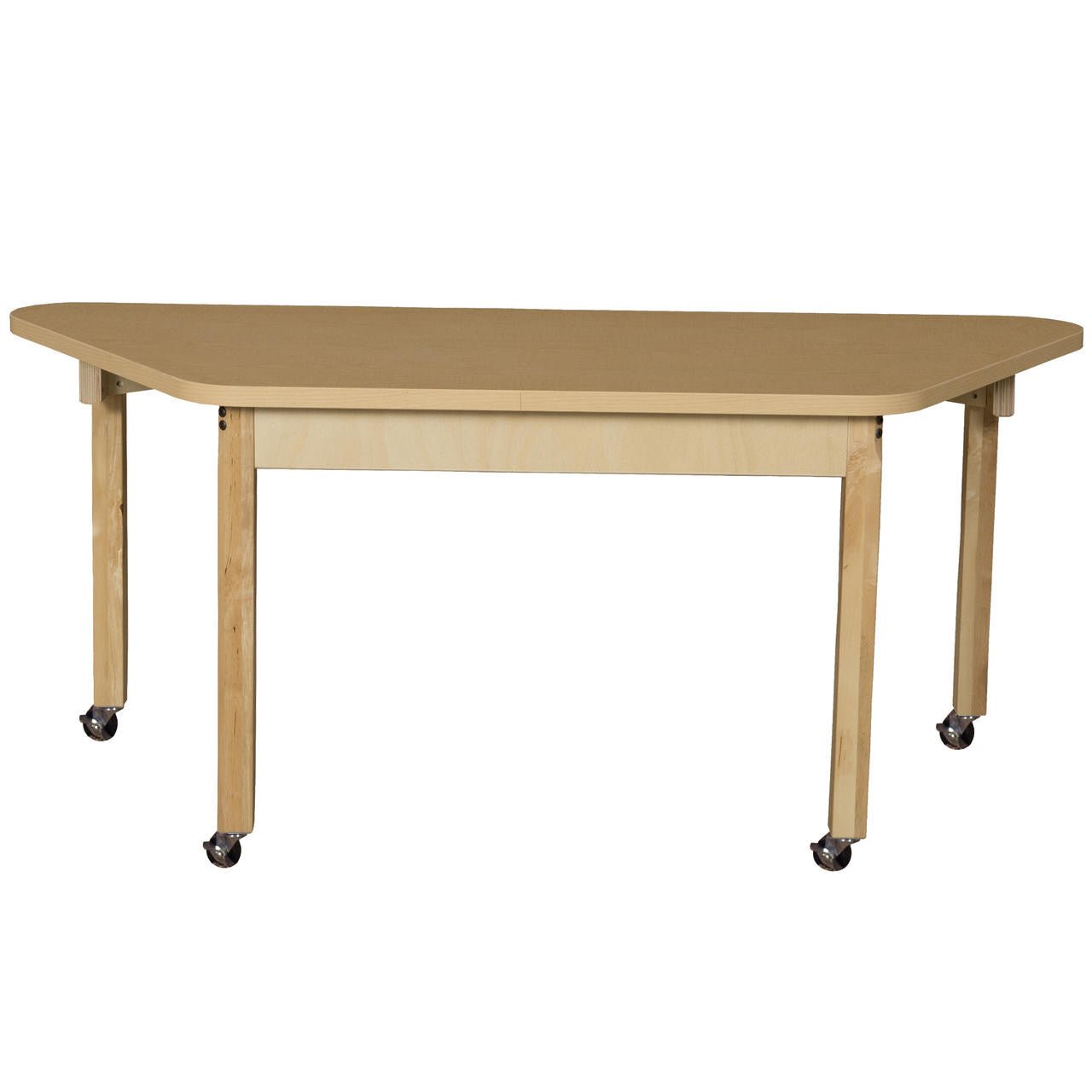 Mobile Trapezoidal High Pressure Laminate Table with Hardwood Legs- 22"