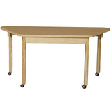 Mobile Trapezoidal High Pressure Laminate Table with Hardwood Legs-29"