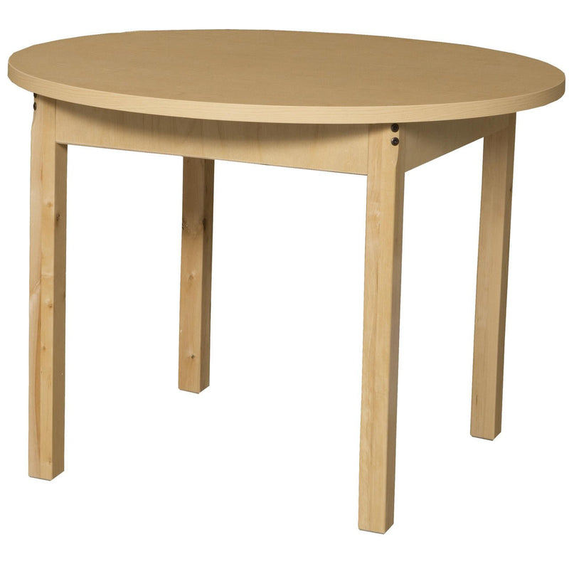 Round High Pressure Laminate Table with Hardwood Legs- 26"